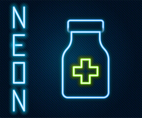Glowing neon line Sedative pills icon isolated on black background. Colorful outline concept. Vector