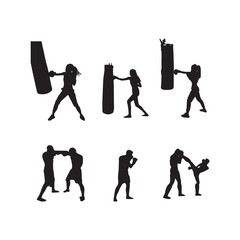 set of boxing vector icon - obrazy, fototapety, plakaty