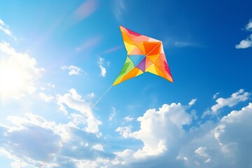 Colorful Kite Flying with Blue Sky, celebrating Green monday