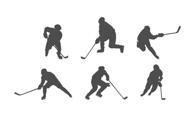  set of hockey vector silhouette