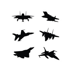 set of fighter jet vector illustration - obrazy, fototapety, plakaty