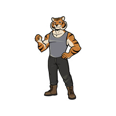 Tiger Cartoon Character in Sleeveless Top