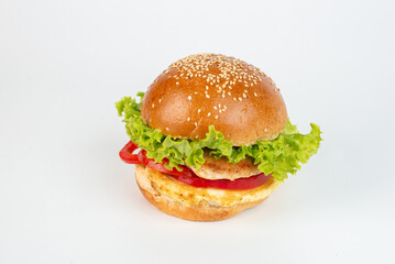 Fresh tasty burger isolated on white background