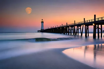 Foto auf Acrylglas sunrise at the pier © Sofia Saif