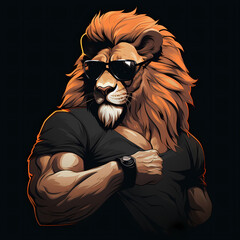 Lion Showing Muscle T-Shirt Design