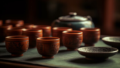 An antique terracotta teapot, a souvenir from ancient Chinese culture generated by AI