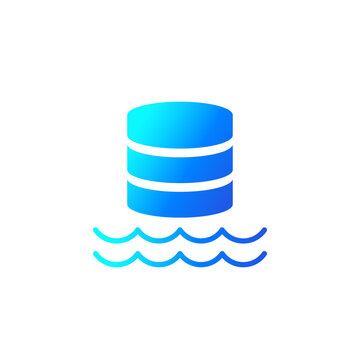 Data lake icon, repository of unprocessed data