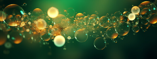 Wallpaper desktop, background soap bubbles, green and gold, and brown colors - obrazy, fototapety, plakaty