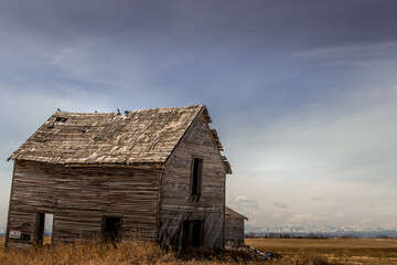 Run down farm buildings Indus Alberta Canada