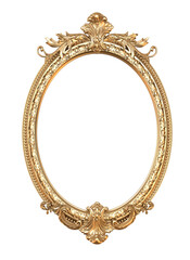 Baroque luxury golden frame. Elegant mirror decor. Victorian ornaments or Gold vintage frame isolated. png transparency