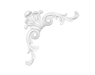 Baroque ornament with filigree. Vintage victorian or damask floral element. Png transparency	