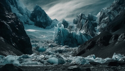 Solitude on the Antarctic Peninsula Majestic, tranquil beauty in nature generated by AI - obrazy, fototapety, plakaty