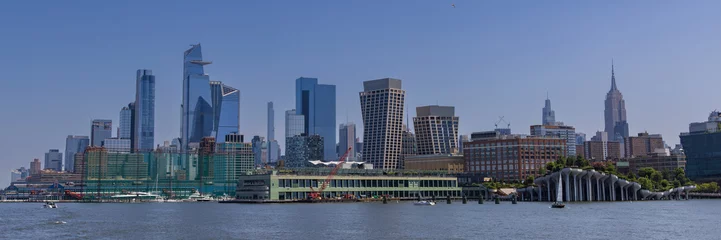 Foto op Aluminium Skyline view of the Hudson Yards, Pier 57, Little Island and Midtown Manhattan as seen from a boat on the Hudson river, New York City, USA © Simon van Hemert