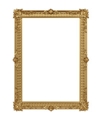 Baroque luxury golden frame. Elegant mirror decor. Victorian ornaments or Gold vintage frame isolated. png transparency