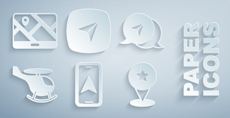 Set City map navigation, Infographic of city, Helicopter, Map pointer with star, and icon. Vector