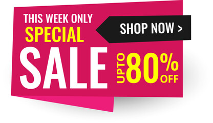 special offer this week 80% off banner vector design