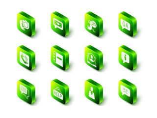 Set Stacks paper money cash, Telephone 24 hours support, Question and Answer, Information, Sad smile, Employee and Signboard with text Help icon. Vector