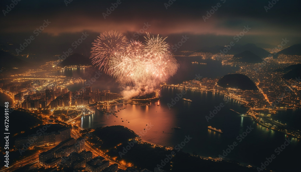 Canvas Prints Vibrant colors ignite Vancouver skyline, reflecting on waterfront at dusk generative AI