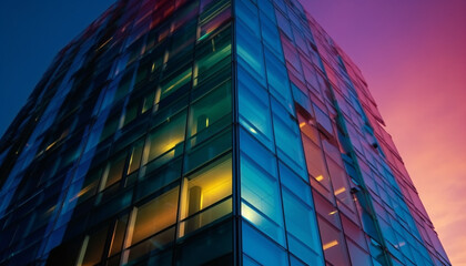 modern building facade in sunset scene generative AI