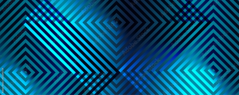 Poster abstract blue glowing geometric line pattern on dark blue background. modern shiny 3d diagonal recta