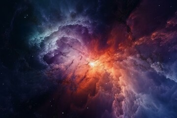 Fototapeta na wymiar Vibrant celestial nebula in the vast cosmos, depicting the fascinating phenomenon of a supernova. Generative AI