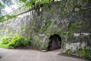Old defense wall of Fort Santiago at Intramuros in Manila