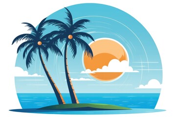 Fototapeta na wymiar Illustration of weather icon in sunny tropical day.