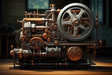 Fototapeta premium Complexity of the Past. The Intricacies of a Vintage Mechanical Engine.
