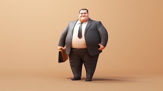 Strict fat businessman who does important work, With copy text space for ads and banners. Generative AI
