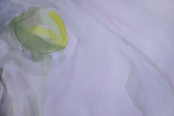 Neutral watercolor background with hand painted lemon. Simple minimalistic wallpaper.