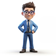 Animated Young Business Man Avatar Character Wearing a Suit