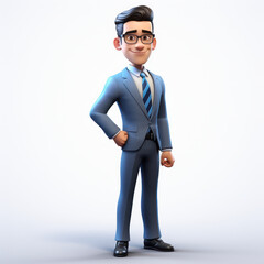 Animated Young Business Man Avatar Character Wearing a Suit