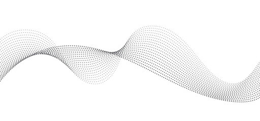 Flowing Dot Wave Pattern Halftone Curve Shape on Transparent Background