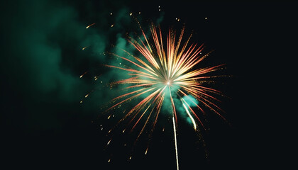 Fototapeta premium Vibrant colors ignite explosive firework display, lighting up the night generated by AI