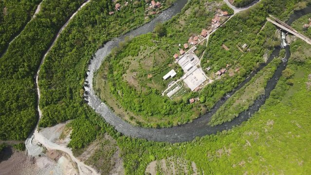 Amazing Aerial view of iskar gorge near village of Bov, Balkan Mountains, Bulgaria