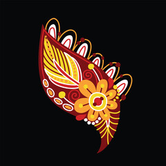 Beautiful Folkloric Indian Cucumber, Nature Inspired Design Element. Ornate Abstract Pattern. Ethnic Motif, Floral Style. Vector Illustration