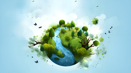 Watercolor World: Earth Globe Splashes for World Environment Day