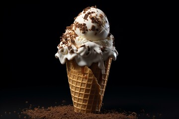 An irresistibly delicious, crispy, and sugary ice cream cone. Generative AI