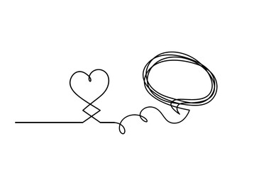 Abstract hearts with comment as continuous line drawing on white background. Vector