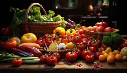 Freshness and variety in a healthy, organic vegetable basket generated by AI