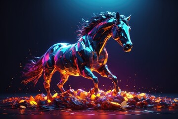 Horse animal abstract wallpaper. Contrast background stallion in vivid colors. ai generative