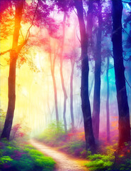 Colorful Glowing Forest