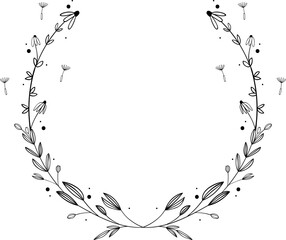 Floral wreath minimal design for wedding invitation or brand logo.
- 672703310