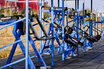 Outdoor sports equipment in public park.