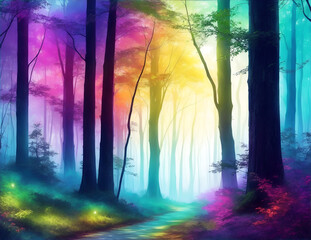 Obraz na płótnie Canvas Colorful Glowing Forest