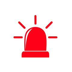 red emergency siren icon on white background