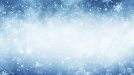 Fototapeta na wymiar Snowflakes on a cold blue winter background. Template for card, invitation, banner