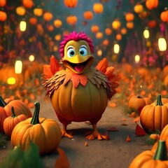 Fototapeta premium cute thanksgiving rooster