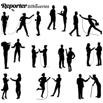 Vector Set Of Reporter Silhouette Illustrations