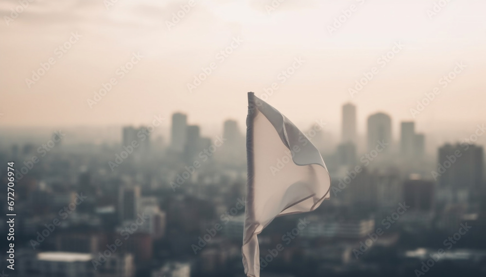 Canvas Prints Silhouette of skyscrapers against backlit sunset sky, city life motion generated by AI